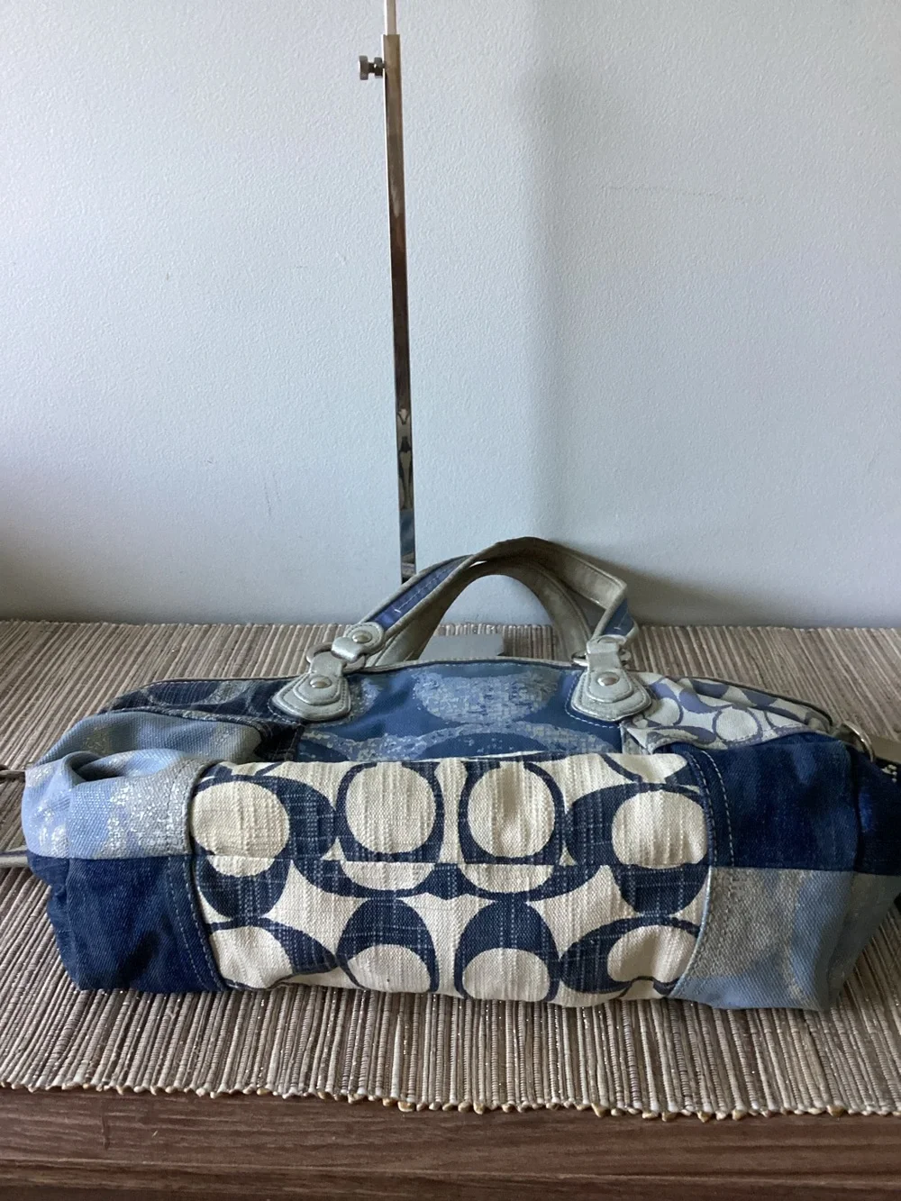Y2K Coach Poppy Denim Patchwork Rocker Satchel Purse  16732